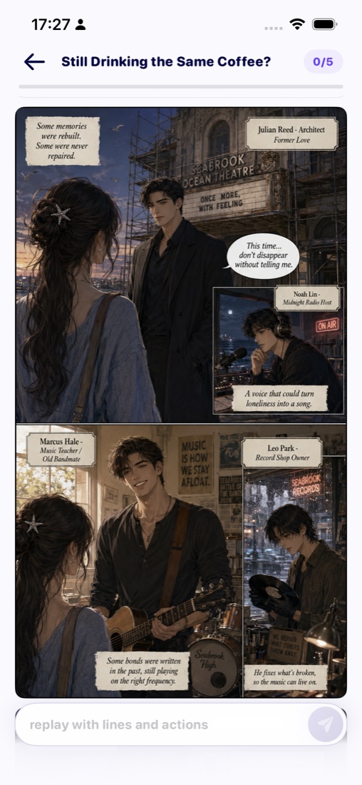 Romance comic scene inside Plotta